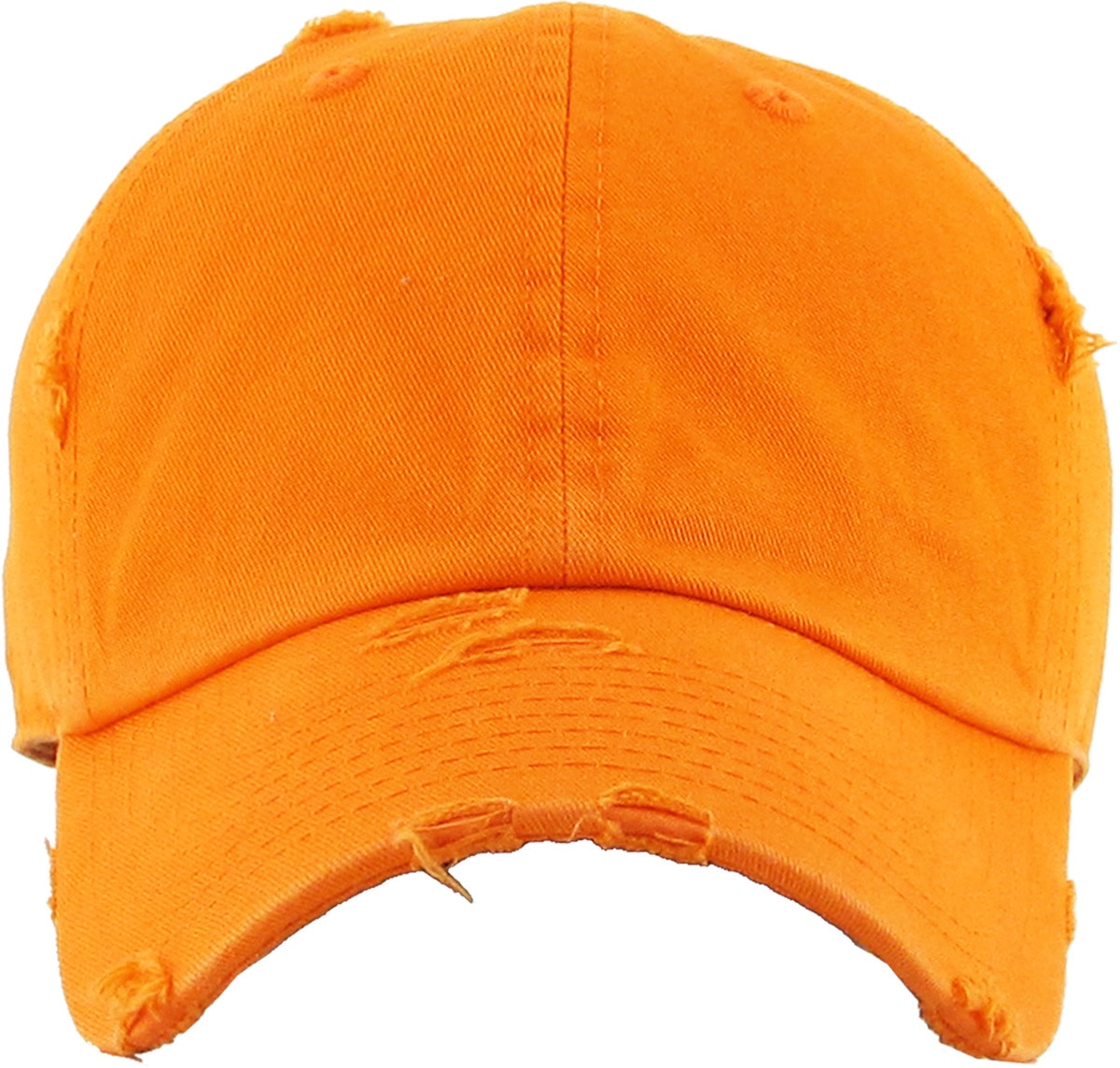 Orange Distressed Vintage Baseball Cap Front View